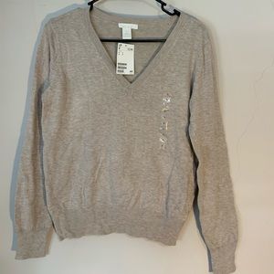 v-neck oatmeal sweater